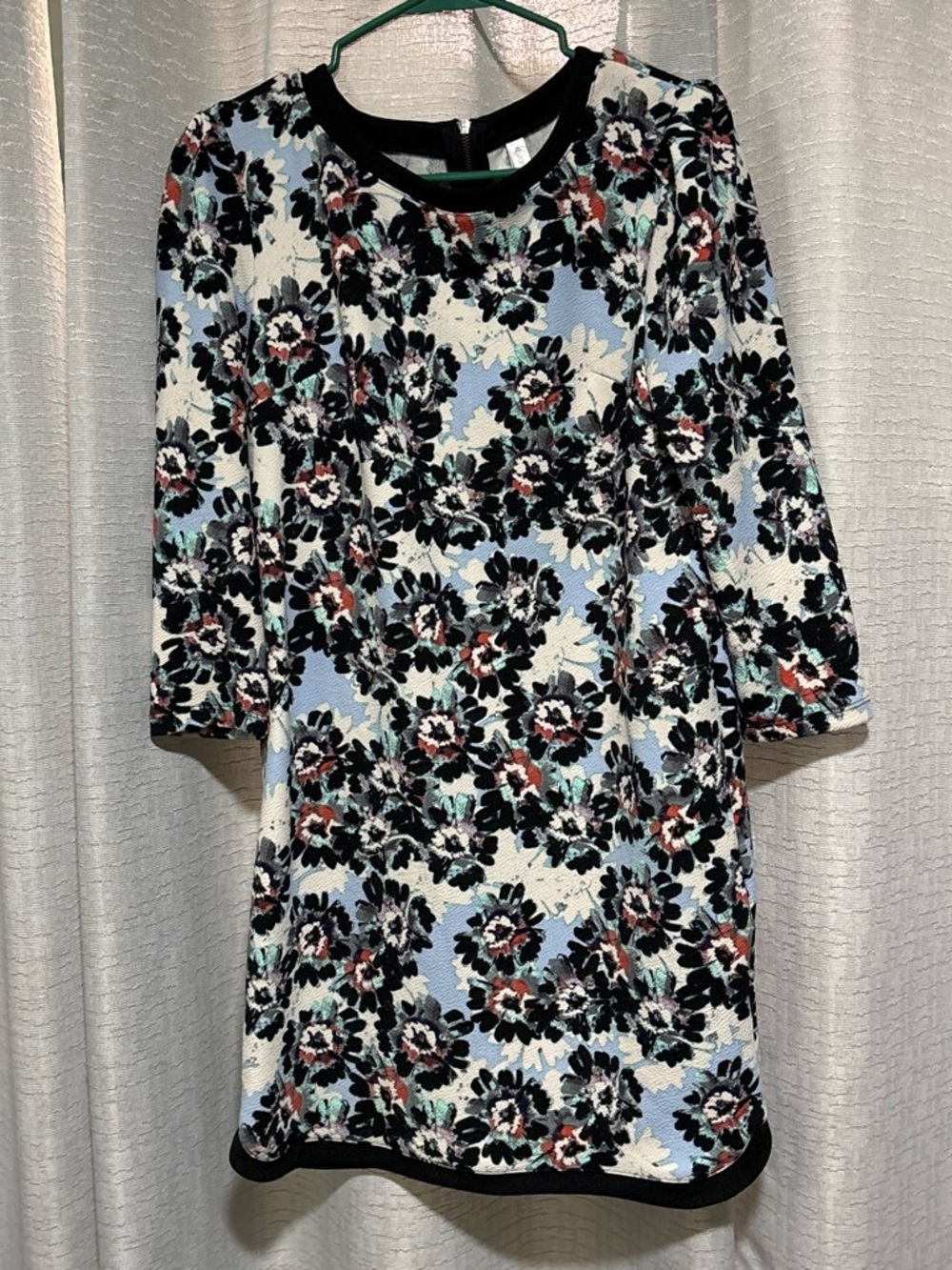 Xhilaration Black & Light Blue Floral Mini Dress